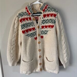 Vintage Susan Bristol Wool Heart Cardigan Medium